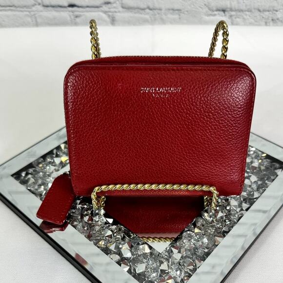 SAINT LAURENT Zip Wallet Red - Picture 9 of 16